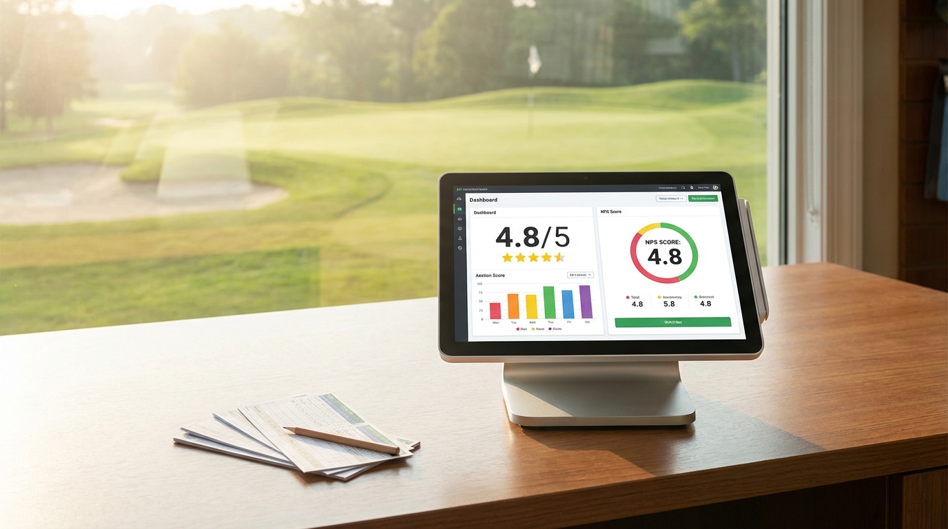 Golf POS showing survey analytics